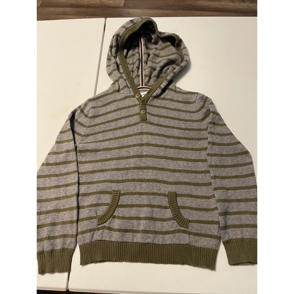 Tommy Bahama Hoodie Sweater Kids Size 5 Grey Green Good Striped Henley